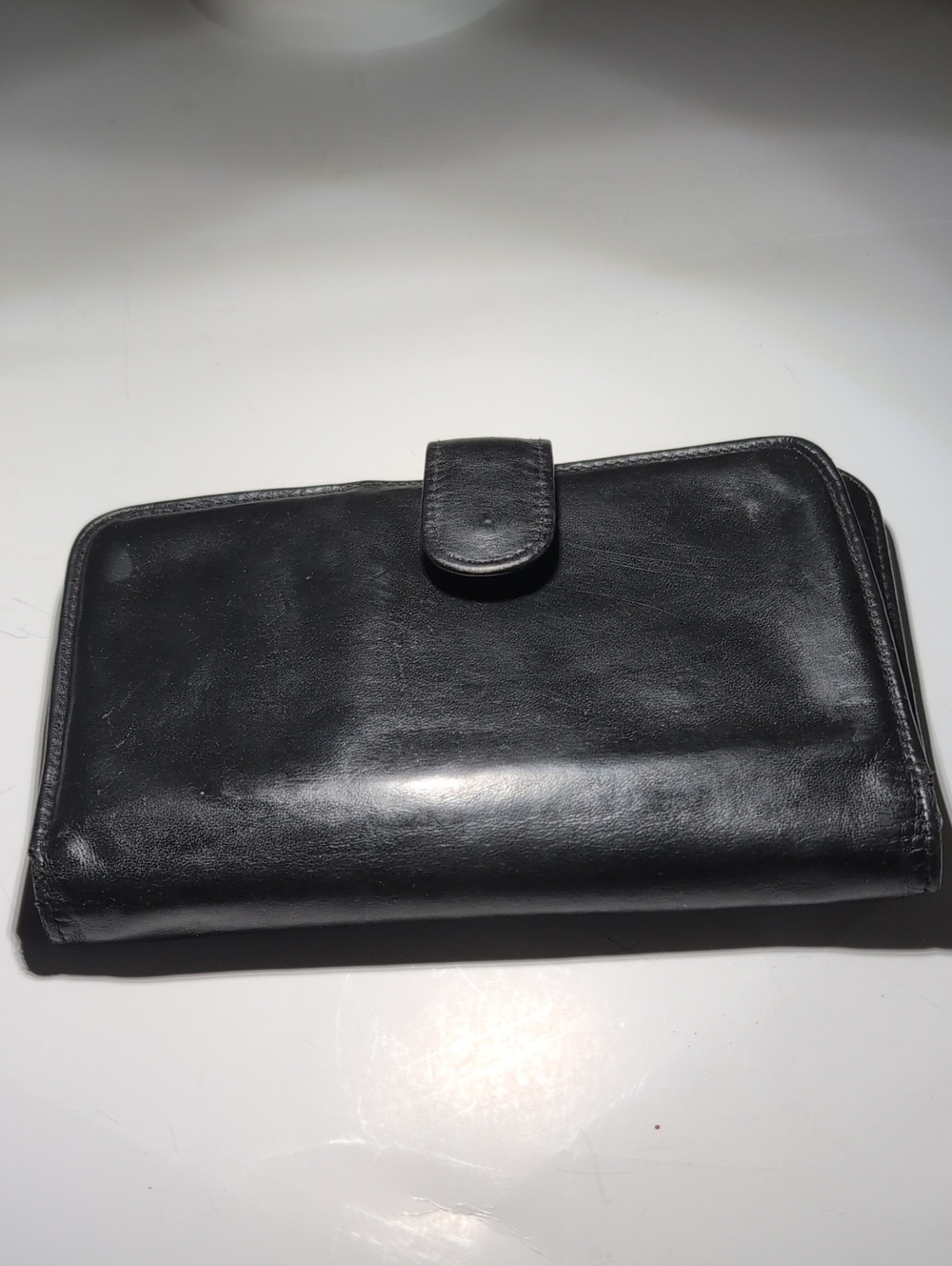 Vintage Wilson Black Leather Women's Wallet Clutch with Snap Closure